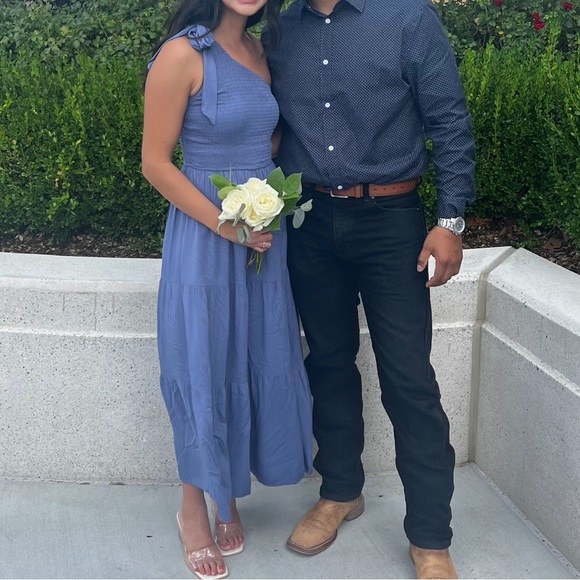 Dusty blue one shoulder midi dress - Picture 3 of 3